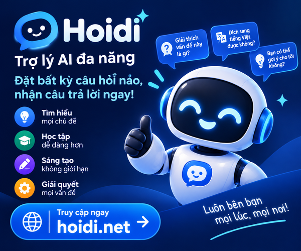 Hoidi: hỏi AI bất cứ điều gì, miễn phí bằng tiếng Việt